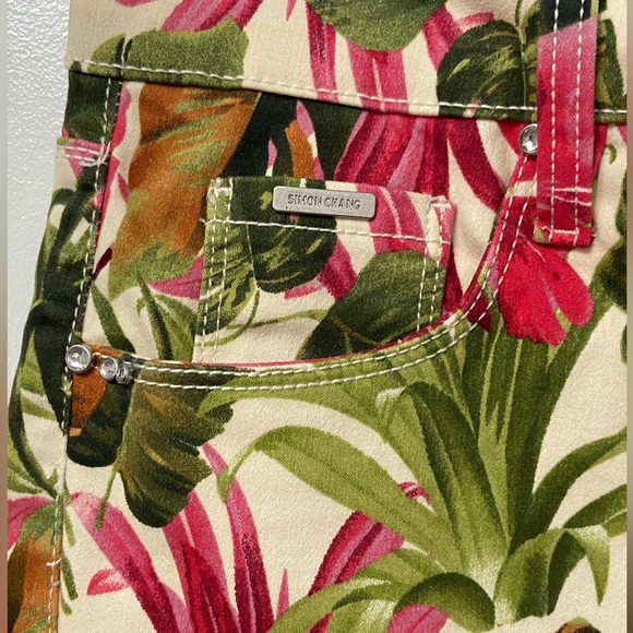 Simon Chang Tropical Print Pants - Picture 3 of 6